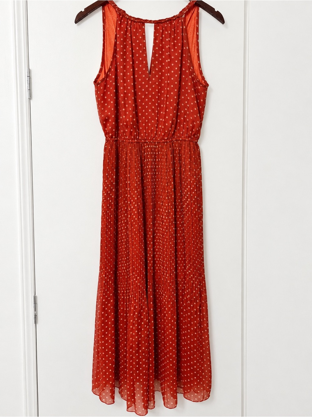 Maison Jules Rust Red Polka Dot Sleeveless Maxi Dress